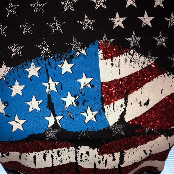 American Flag Glitter Lips T-shirt, Sz M - Picture 9 of 12